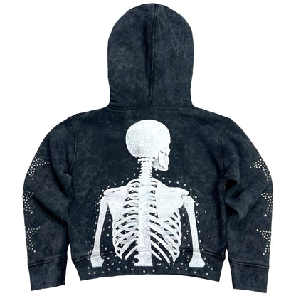 Black Skull Rhinestone Pearls Premium Kids Fleece Set