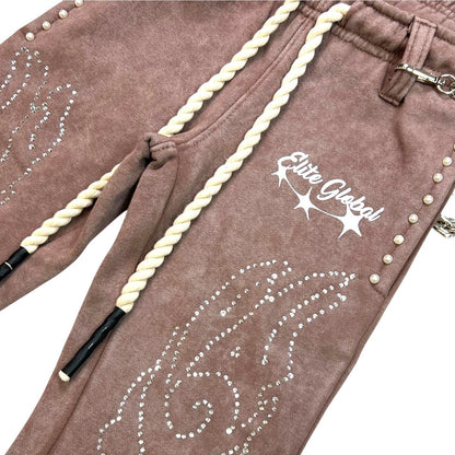 Vivid Mocha Rhinestone Pearls Premium Kids Fleece Set