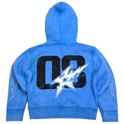 Vivid Blue Rhinestone Pearls Premium Kids Fleece Set