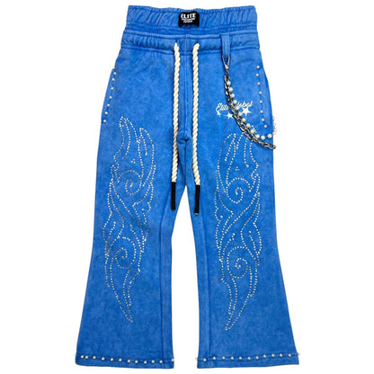 Vivid Blue Rhinestone Pearls Premium Kids Fleece Set