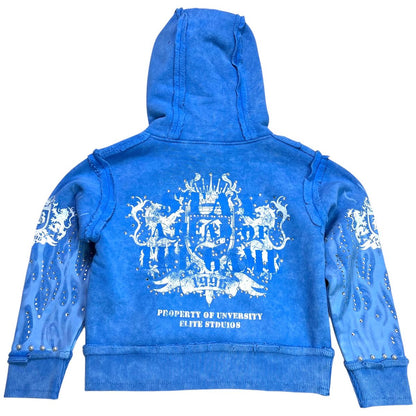 Saints Blue Rhinestones Washed Premium Kids Hoodie