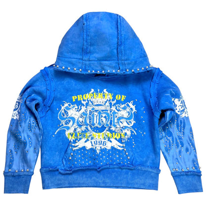 Saints Blue Rhinestones Washed Premium Kids Hoodie