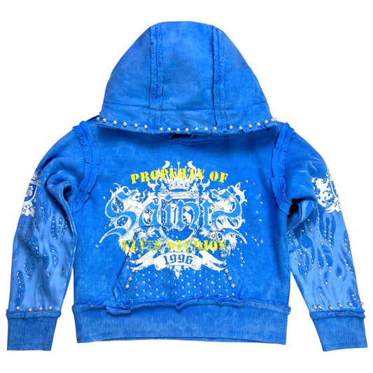 Saints Blue Rhinestones Washed Premium Kids Hoodie