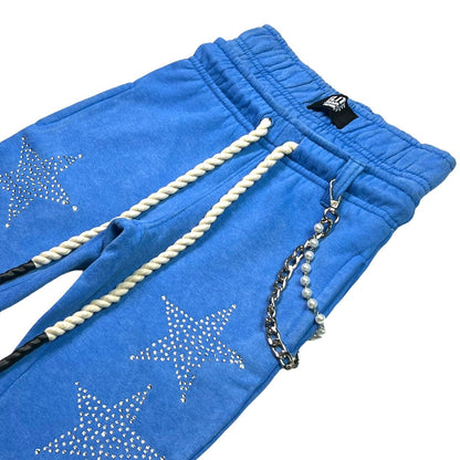 Blue Skull Rhinestone Pearls Premium Kids Fleece Set