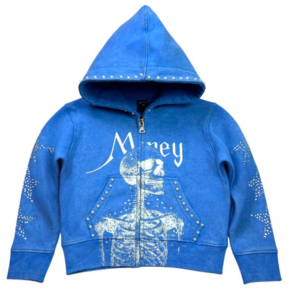 Blue Skull Rhinestone Pearls Premium Kids Fleece Set
