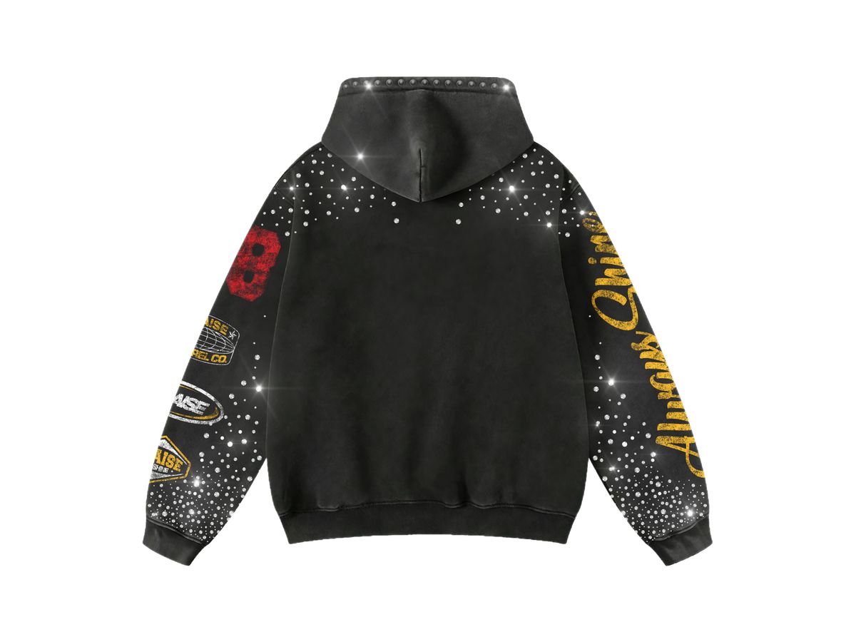 Praise Black Rhinestone Premium Mens Hoodie + Pearls Zip Up