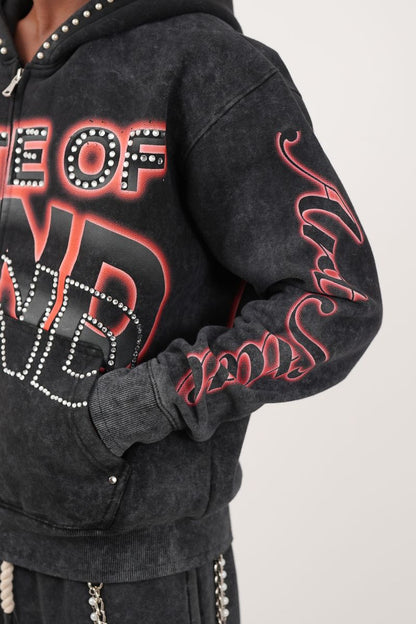 State Black/Red Rhinestone Premium Mens Fleece Set