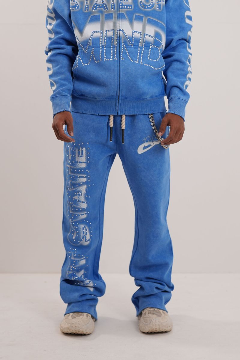 State Blue Rhinestone Premium Mens Fleece Set