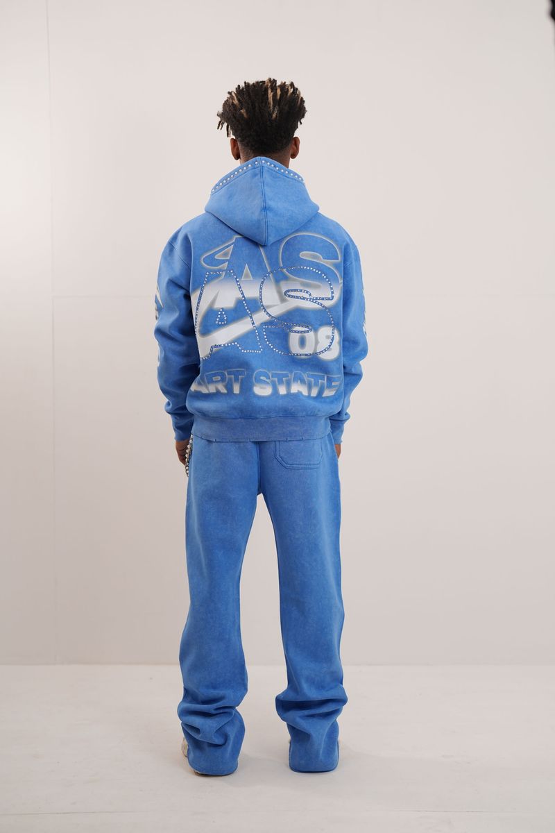 State Blue Rhinestone Premium Mens Fleece Set