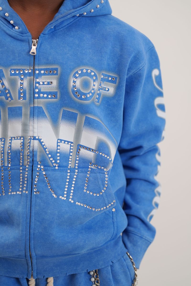 State Blue Rhinestone Premium Mens Fleece Set