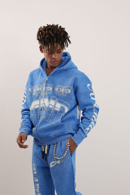 State Blue Rhinestone Premium Mens Fleece Set