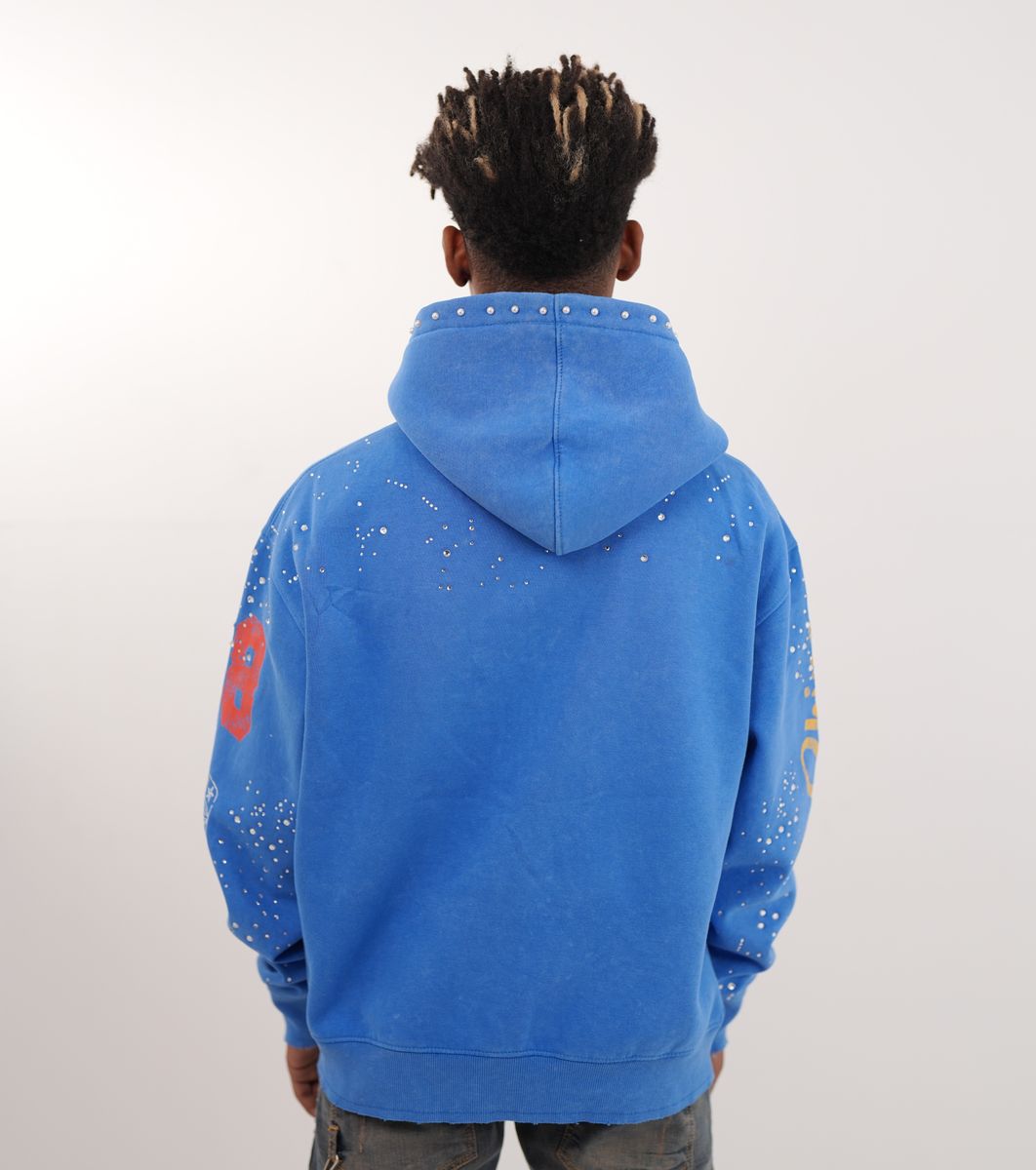 Praise Blue Rhinestone Premium Mens Hoodie + Pearls Zip Up