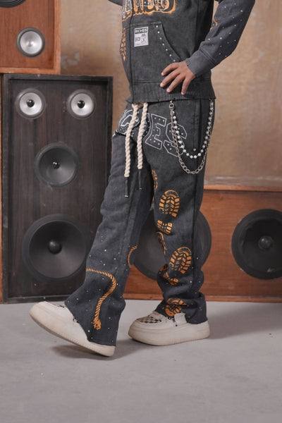 Riches Black Rhinestone Premium Kids Fleece Set