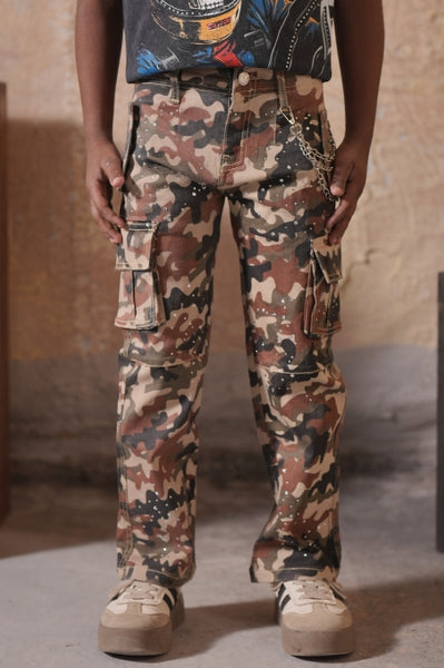 Camo Embellished Kids Jeans