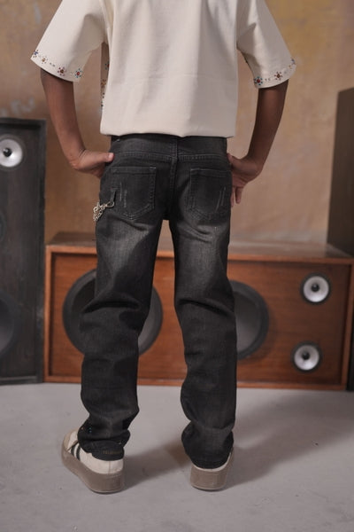 Mardi Gras Embellished Black Kids Jeans