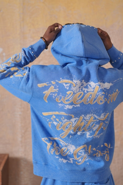 Freedom Fight Premium Fleece Mens Set Blue Keffiyeh