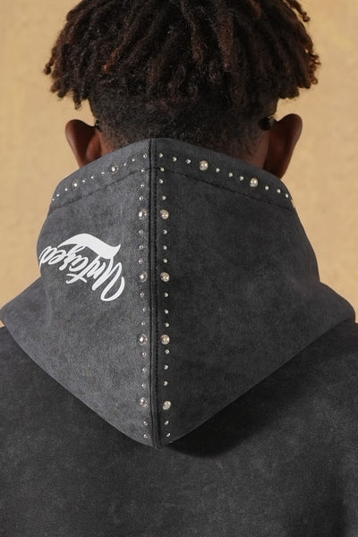 Unfazed Black Rhinestone Premium Mens Hoodie