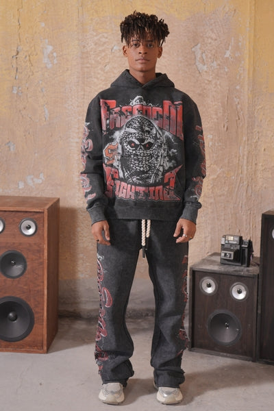 Freedom Fight Premium Fleece Mens Set Black Keffiyeh