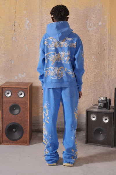 Freedom Fight Premium Fleece Mens Set Blue Keffiyeh