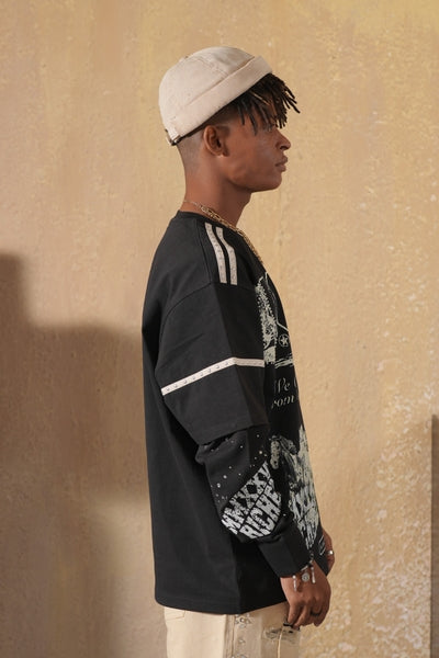 Riches Embellished Thermal Mens Tee Black