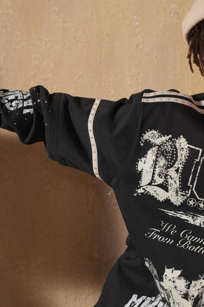 Riches Embellished Thermal Mens Tee Black