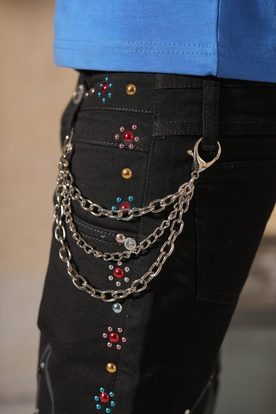 Dreams Double Waisted Embellished Black Kids Jorts
