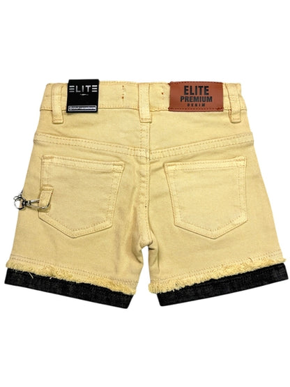 2Tone Cream Embellished Rhinestones Infant Boys Jorts