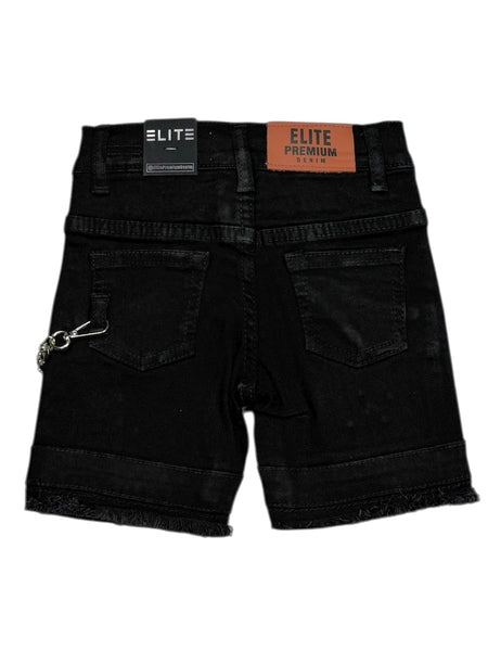 Faith Black Double Waisted Embellished Rhinestones Infant Boys Jorts