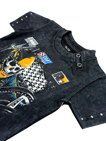 Black Fast Car Embellished Premium Infant Boys Tee