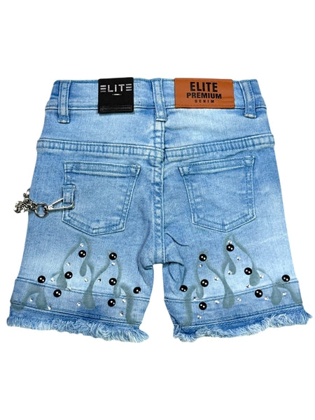 Dreams Blue Double Waisted Embellished Rhinestones Infant Boys Jorts