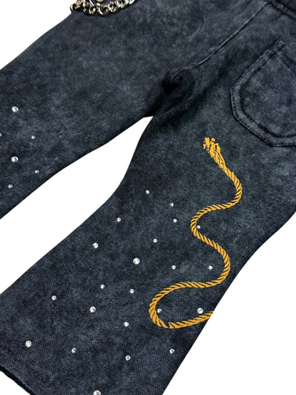 Riches Black Rhinestones Infant Boys Fleece Set