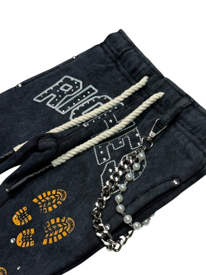 Riches Black Rhinestones Infant Boys Fleece Set