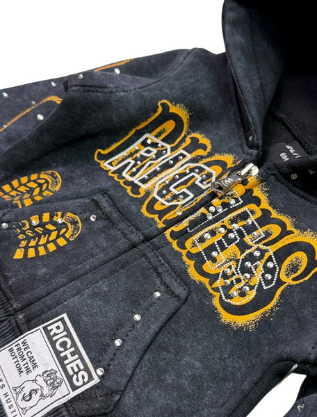 Riches Black Rhinestones Infant Boys Fleece Set
