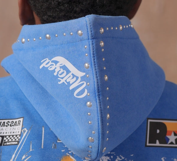 Unfazed Blue Rhinestones Premium Embellished Kids Hoodie