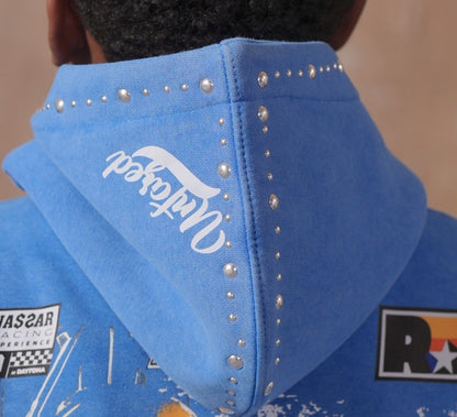 Unfazed Blue Rhinestones Premium Embellished Kids Hoodie