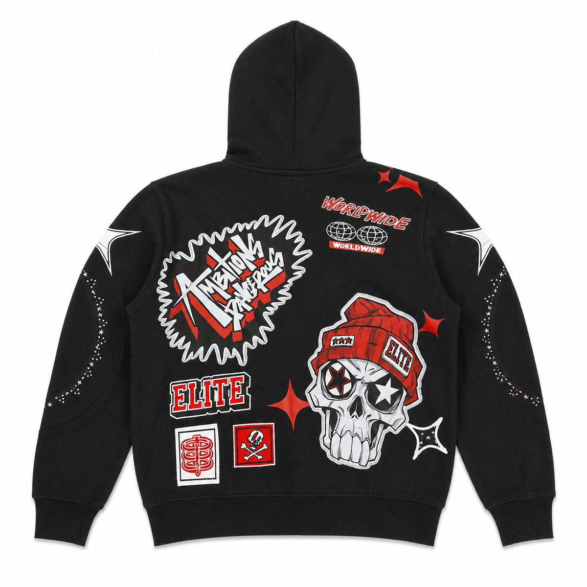 Cut N Sew Street Art Black Premium Mens Zip Up Hoodie