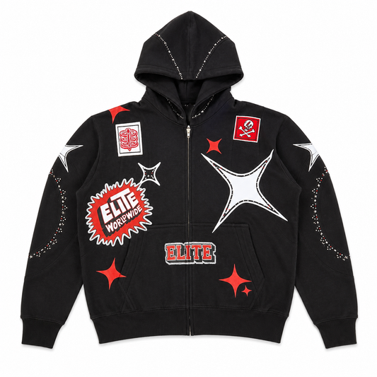 Cut N Sew Street Art Black Premium Mens Zip Up Hoodie