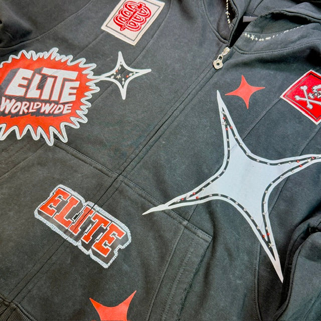 Cut N Sew Street Art Black Premium Mens Zip Up Hoodie