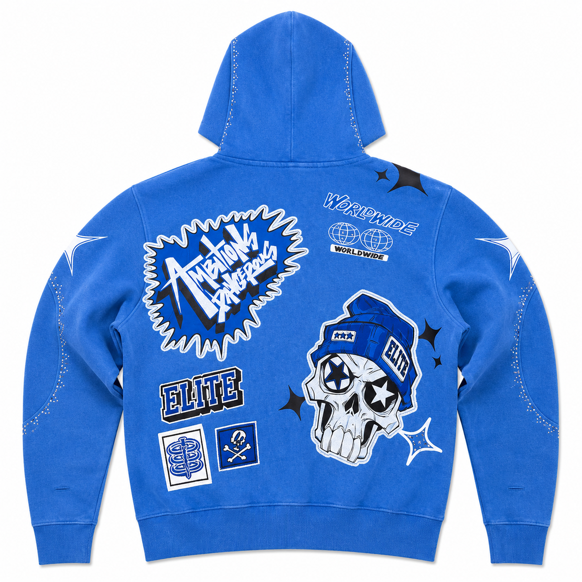 Cut N Sew Street Art Blue Premium Mens Zip Up Hoodie
