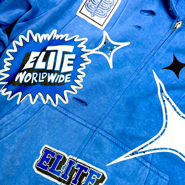 Cut N Sew Street Art Blue Premium Mens Zip Up Hoodie