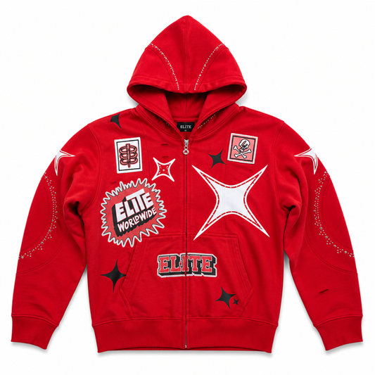 Cut N Sew Street Art Red Premium Mens Zip Up Hoodie