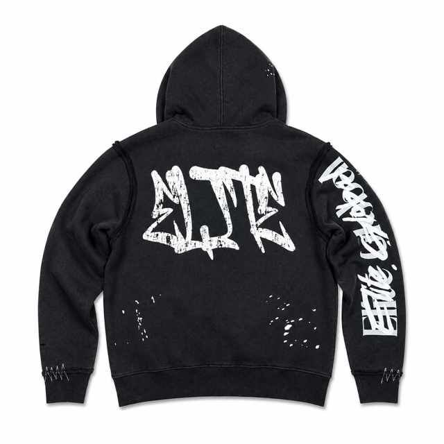 Double Layer Royal Black Red Premium Mens Zip Up Hoodie