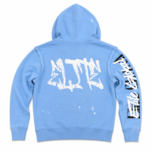 Double Layer Royal Baby Blue Premium Mens Zip Up Hoodie