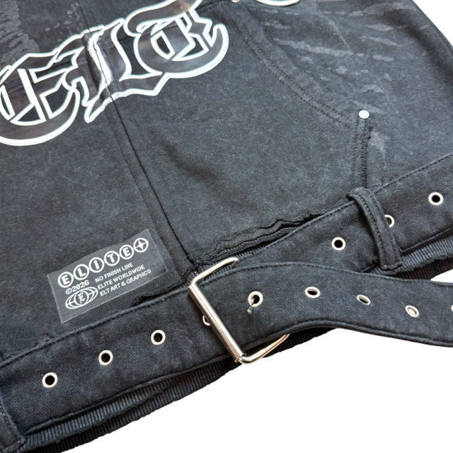 All Details Belted Black Premium Mens Zip Up Hoodie