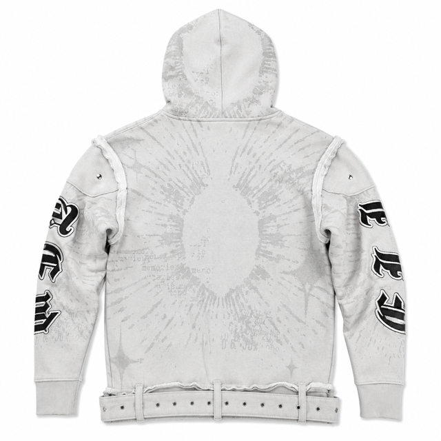 All Details Belted Grey Premium Mens Zip Up Hoodie