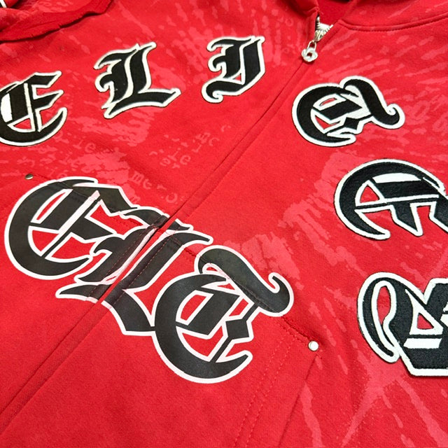 All Details Belted Red Premium Mens Zip Up Hoodie