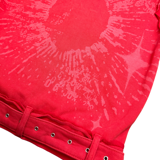All Details Belted Red Premium Mens Zip Up Hoodie