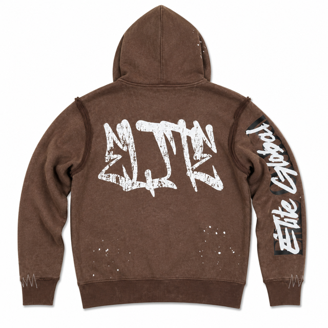 Double Layer Royal Brown Premium Mens Zip Up Hoodie
