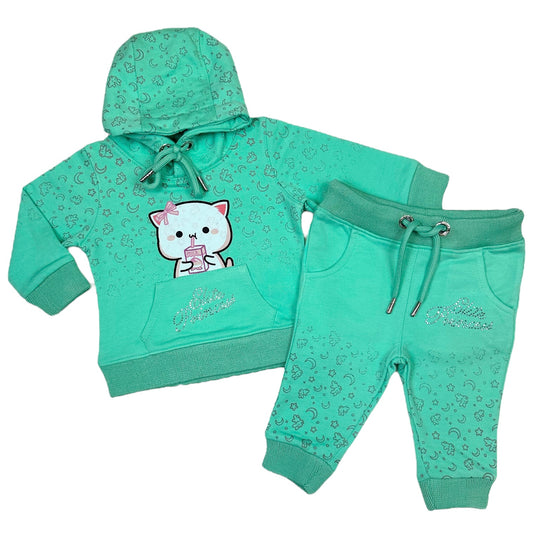 Kitty Premium Infants Girls Jogger Set Mint