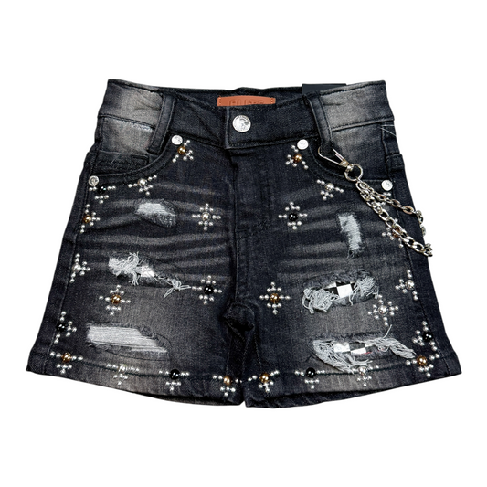 Faded Black Premium Embellished Infant Boys Shorts
